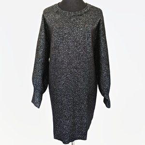 H&M Black Shimmer Oversized Winter Sweater Dress